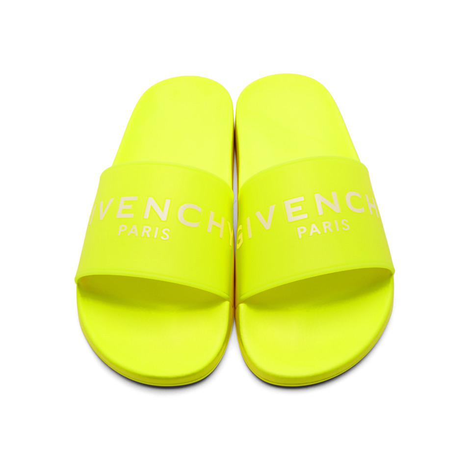 neon green givenchy slides