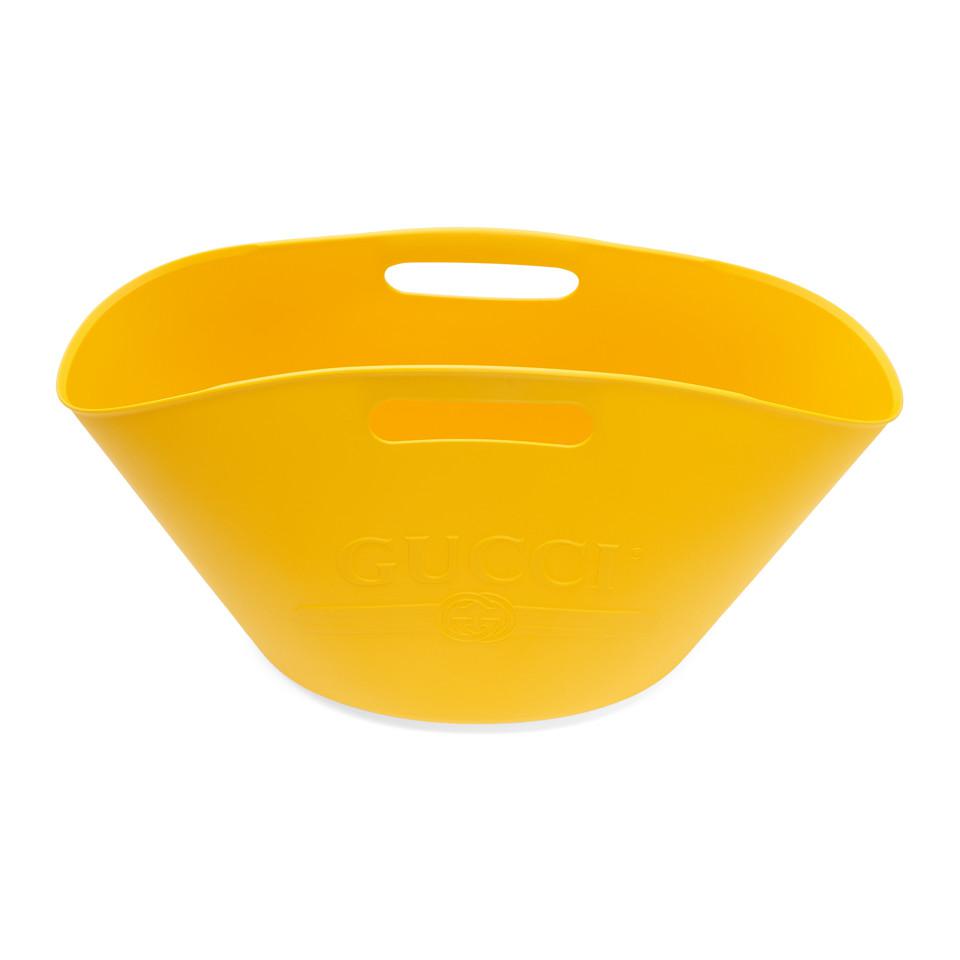 gucci yellow logo rubber tote