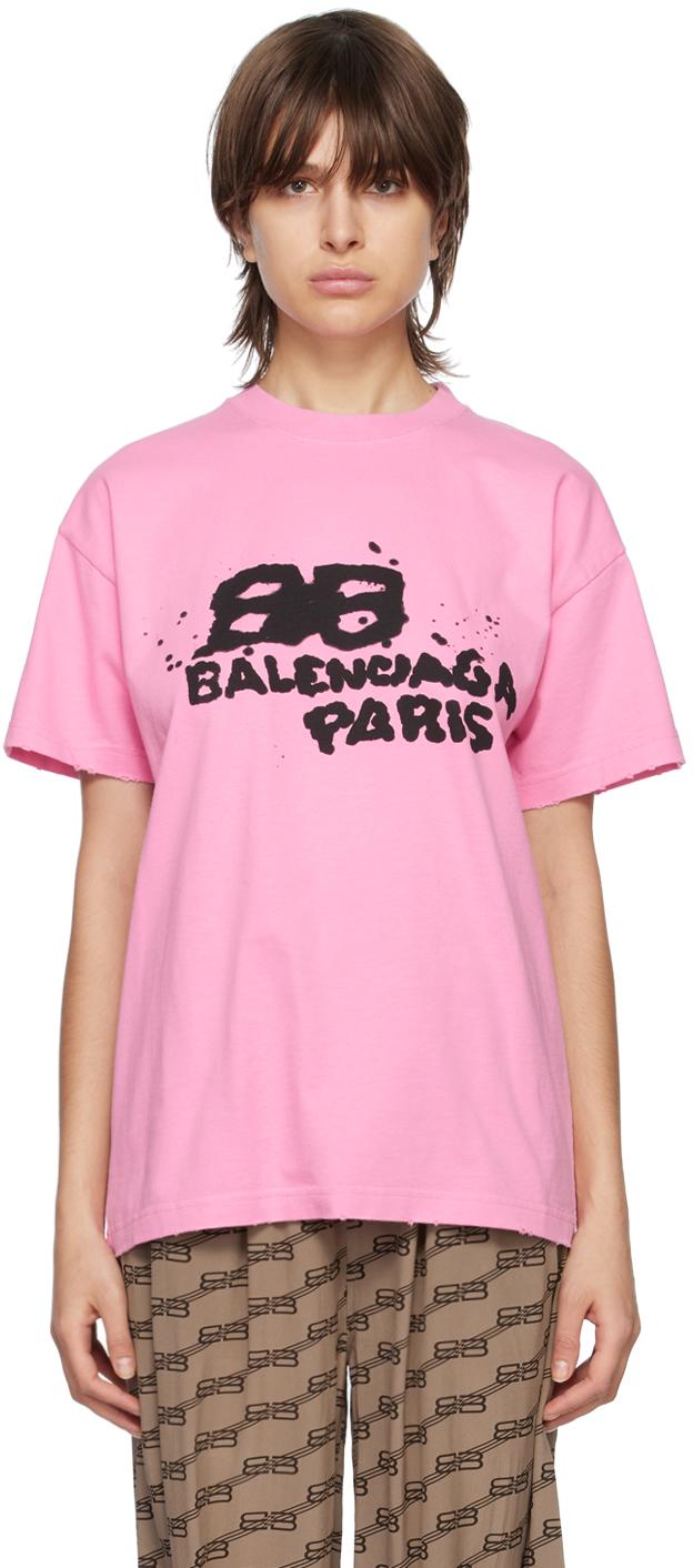 Balenciaga Pink Bb Icon T shirt Lyst Canada