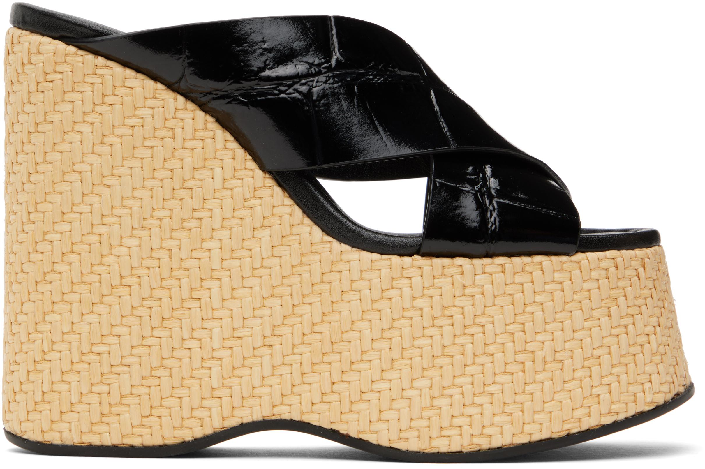 【関税込み】Paris Texas タン＆ブラック Lara 50 ミュール Paris Texas Tan & Black Lara 50 Mules Paris Texas