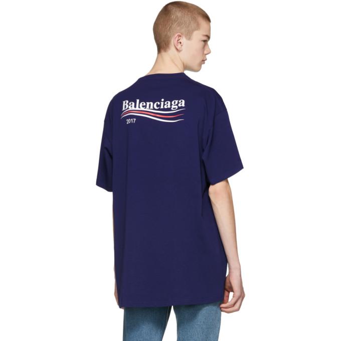 Balenciaga Cotton Blue Campaign Logo T Shirt For Men Lyst