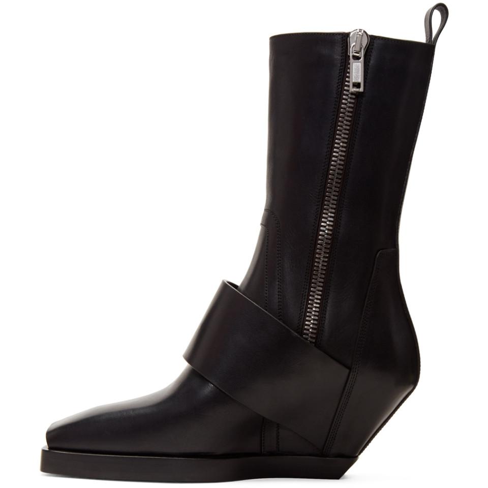 Rick Owens Black Walrus Cowboy Boots | Lyst