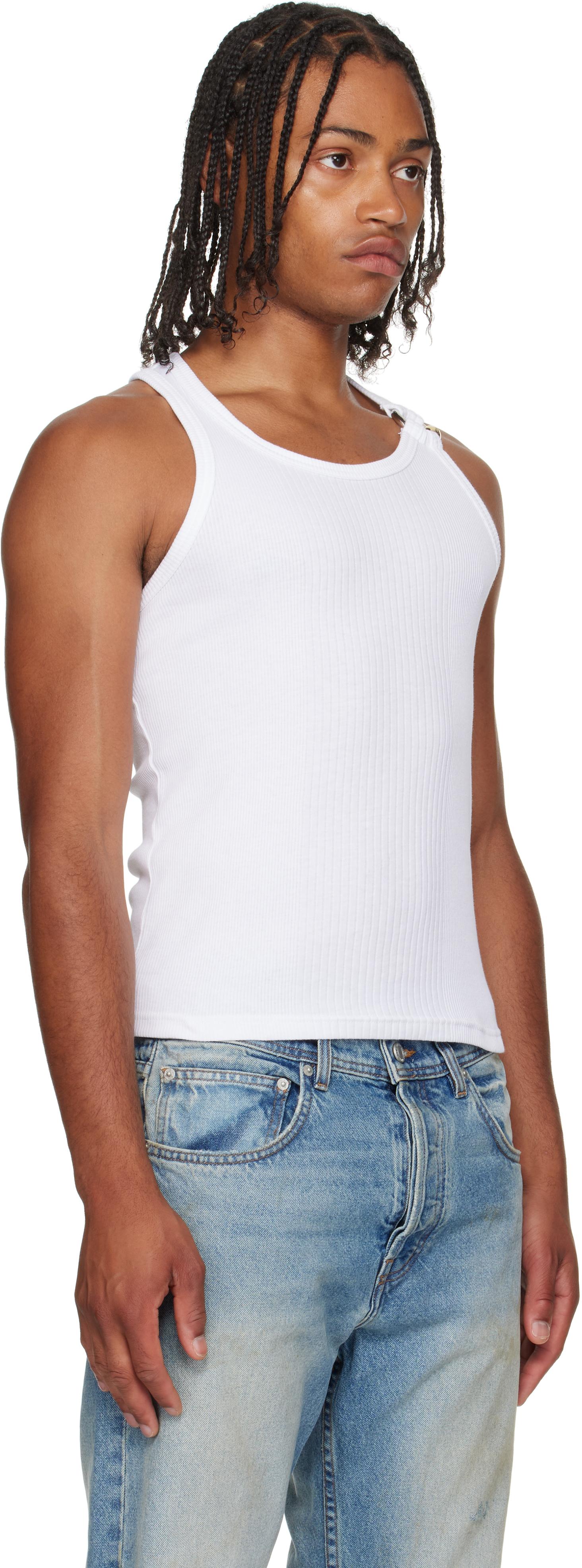 jentlouis Neck Piercing Tank Top white Jent Louis Neck Piercing