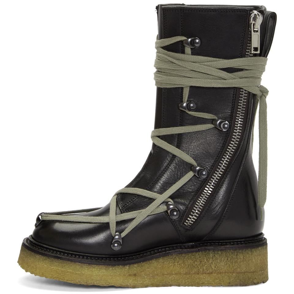 Rick Owens Black Lace-up Creeper Boots | Lyst