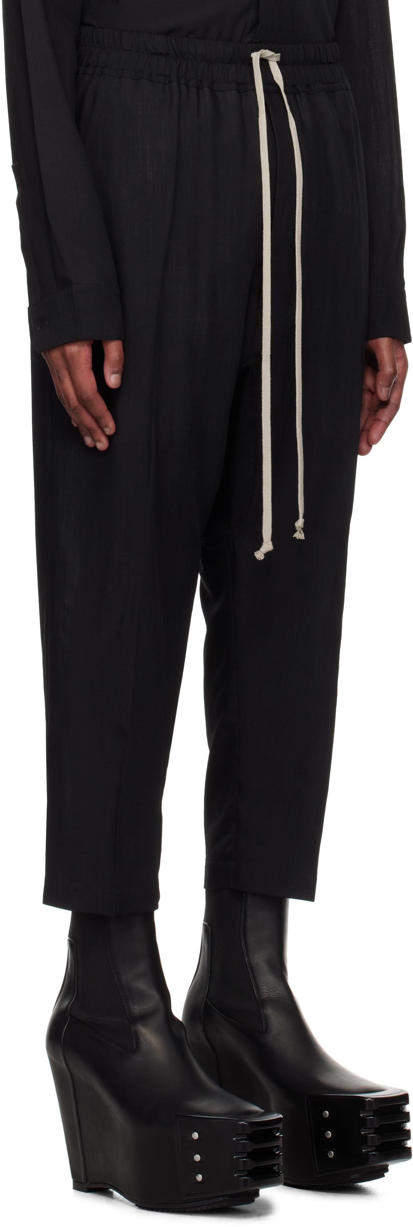 メンズ Rick Owens ブラック Hollywood ドローストリング クロップド