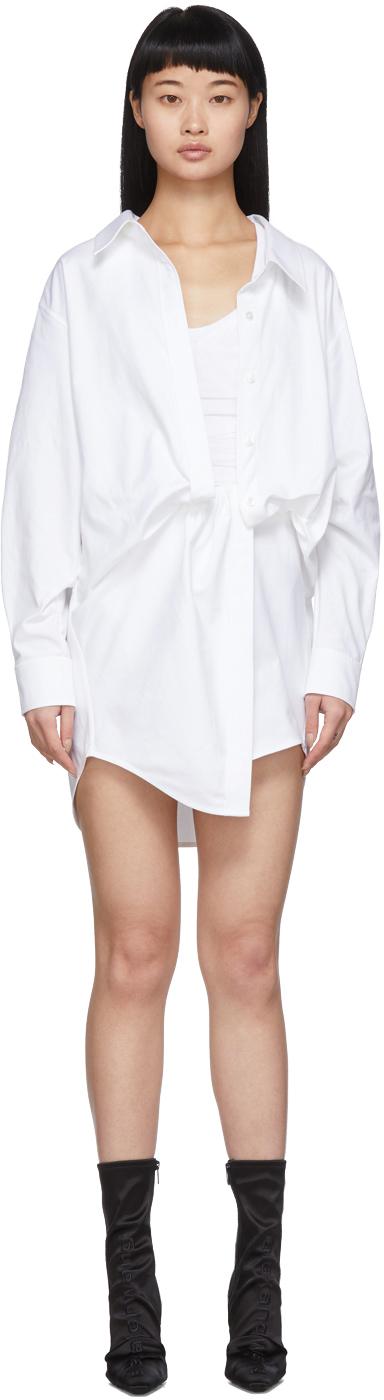Alexander Wang Falling Twist Shirt Dress in White | Lyst Australia