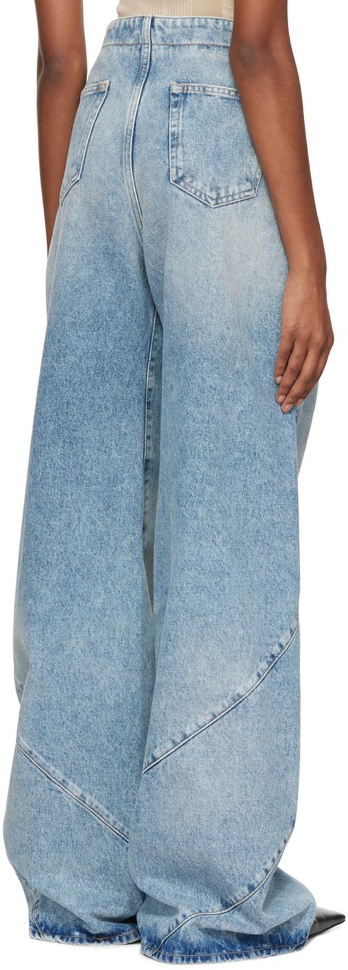 The Attico Paneled Jeans in Blue | Lyst