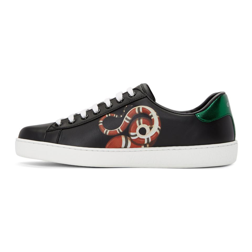 Gucci Black Snake New Ace Sneakers for Men | Lyst