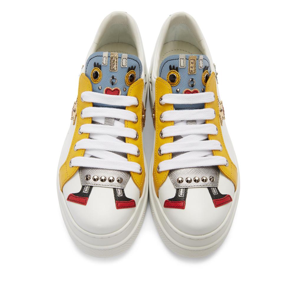 Sell Prada Robot Double-Sole Leather Low-Top Sneakers - White |  HuntStreet.sg