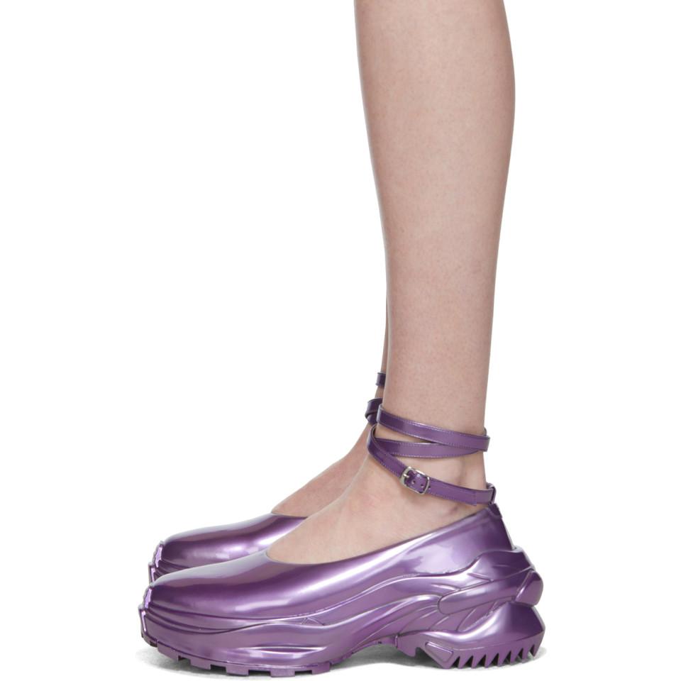 Maison Margiela Metallic Leather Ankle-wrap Sneakers in Purple - Lyst