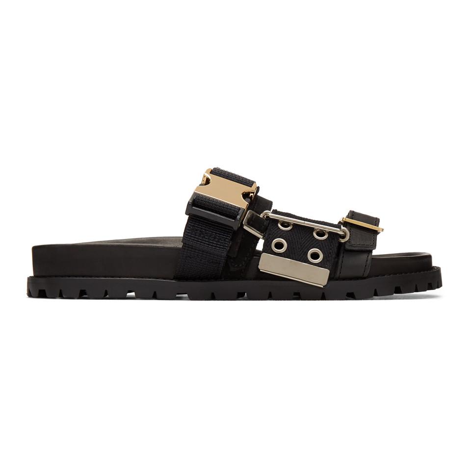 Sacai Leather Black Belted Sandals - Lyst