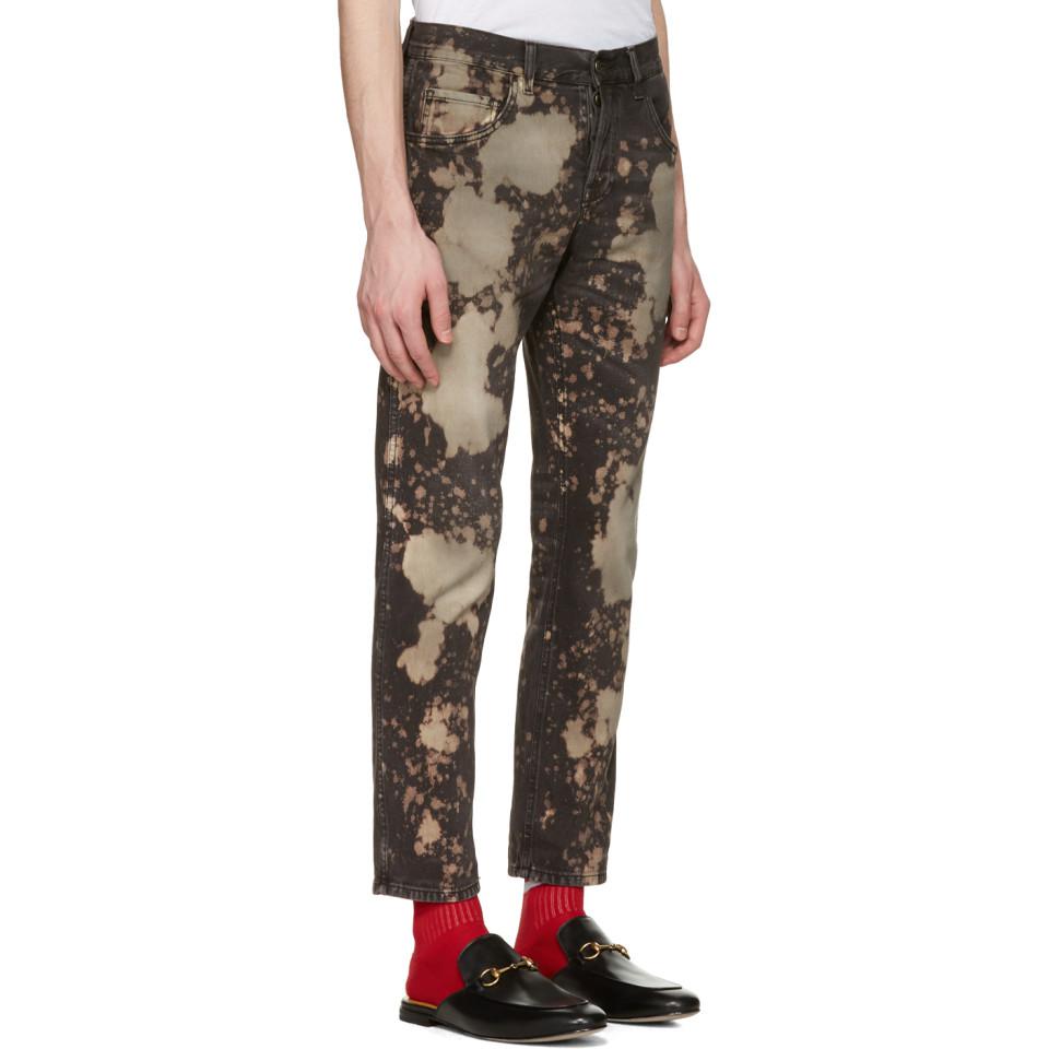Gucci Denim Black Bleached Tapered Jeans for Men - Lyst