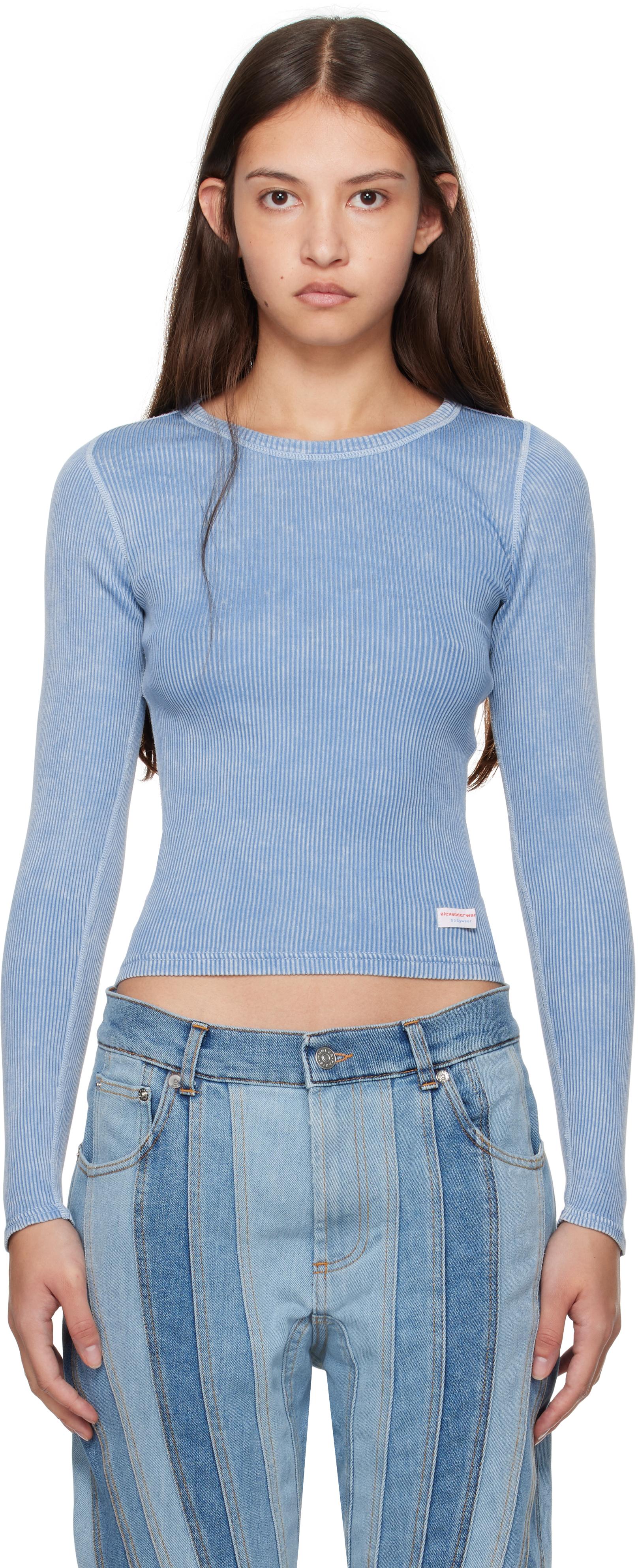 Alexander Wang レディース ブルー 長袖Tシャツ トップス
