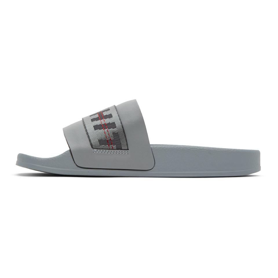 Off-White c/o Virgil Abloh Grey Industrial Slides in Gray for Men - Lyst
