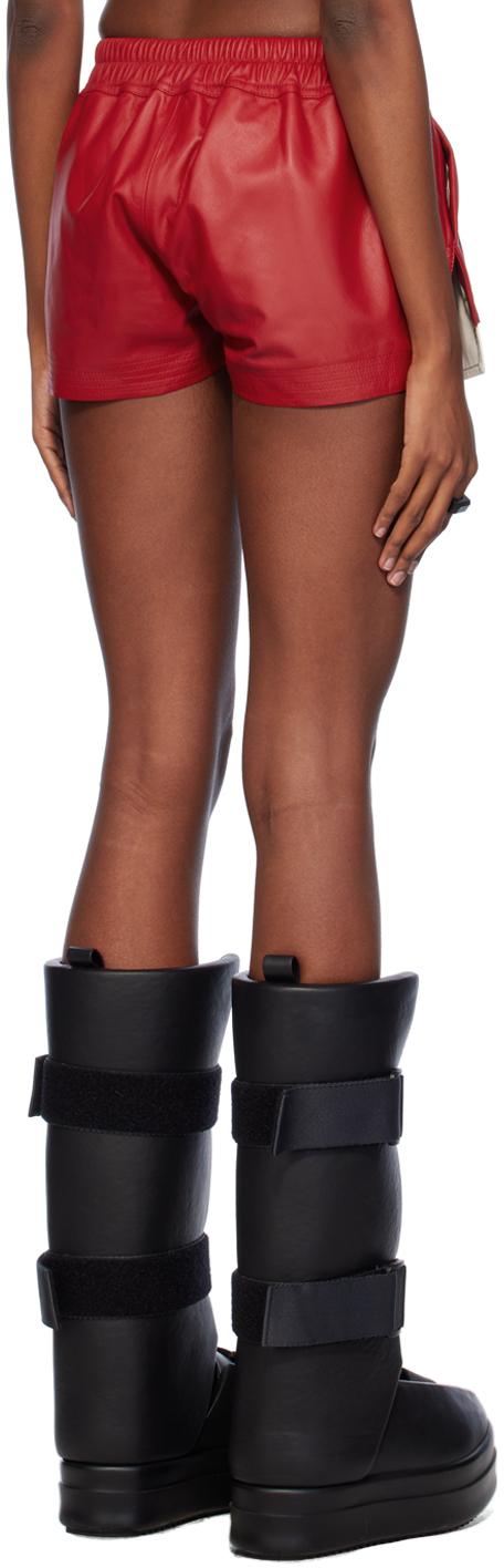 Rick Owens Red Fog Boxer Leather Shorts | Lyst