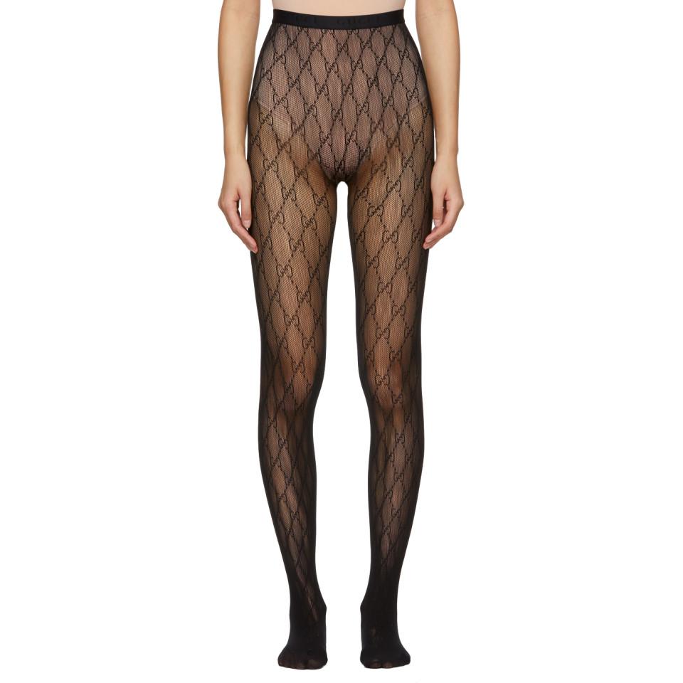 Gucci Synthetic GG Supreme Knit Tights in Black | Lyst