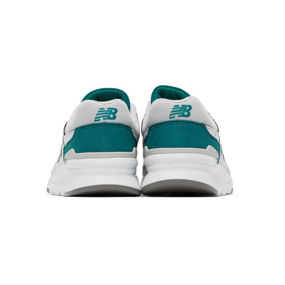 new balance white & green 997h sneakers