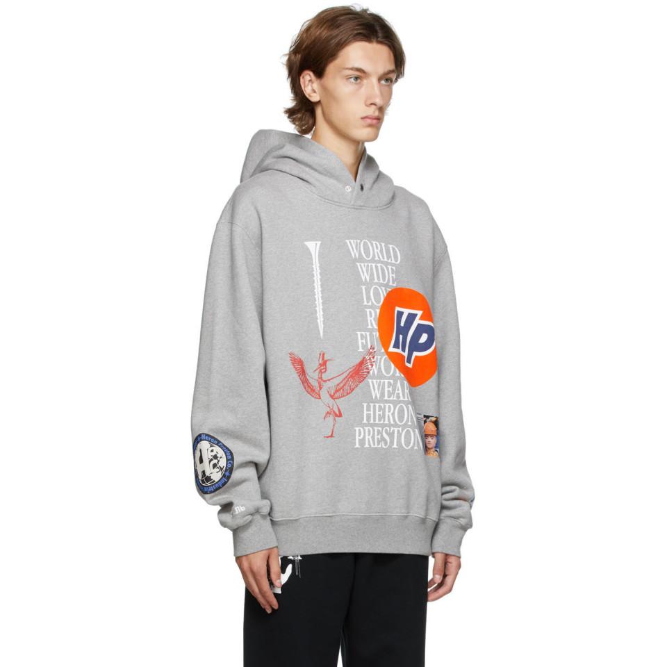 heron preston hoodie grey