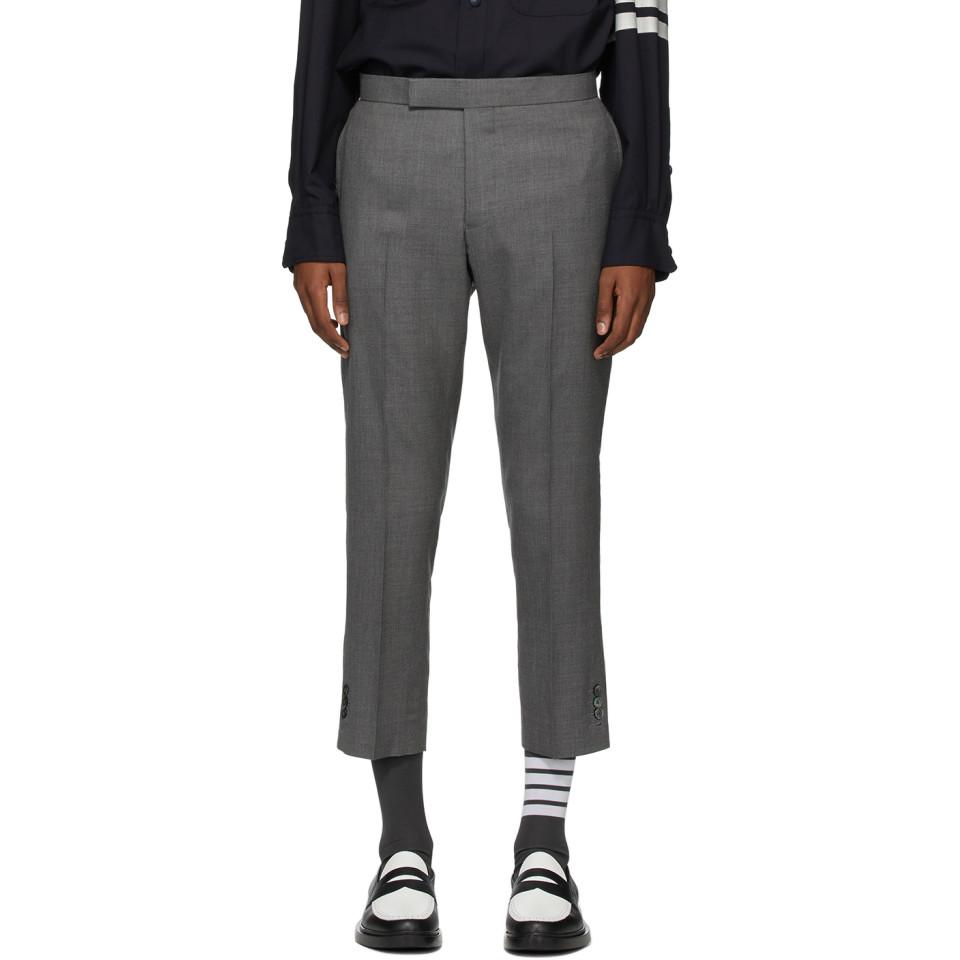 Thom Browne Wool Grey Super 120s Vented Trousers in Gray for Men - Lyst
