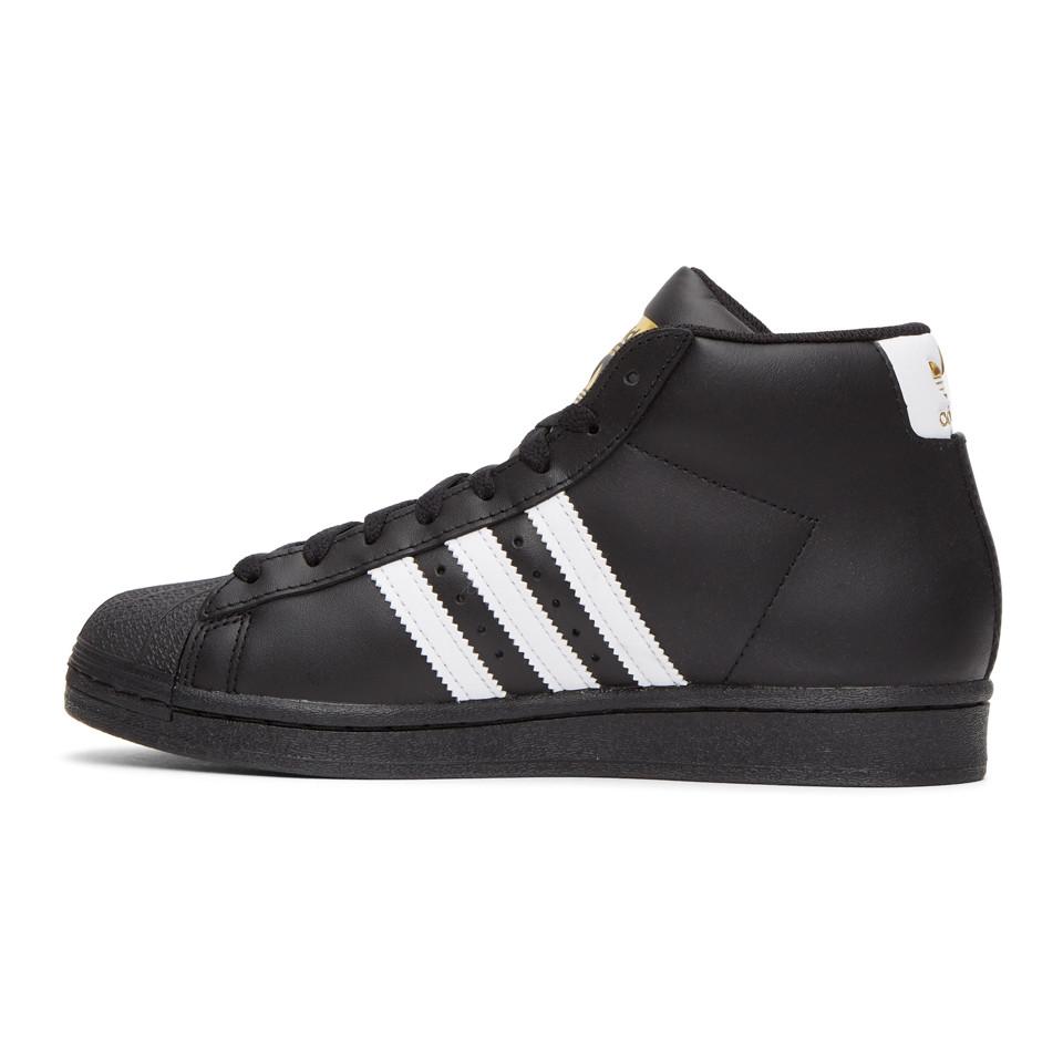 adidas Originals Leather Black Pro Model High-top Sneakers for Men - Lyst