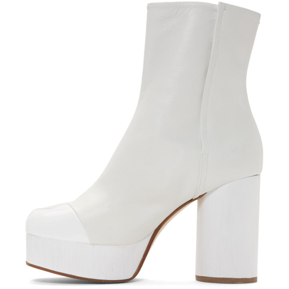 Maison Margiela White Platform Tabi Boots | Lyst