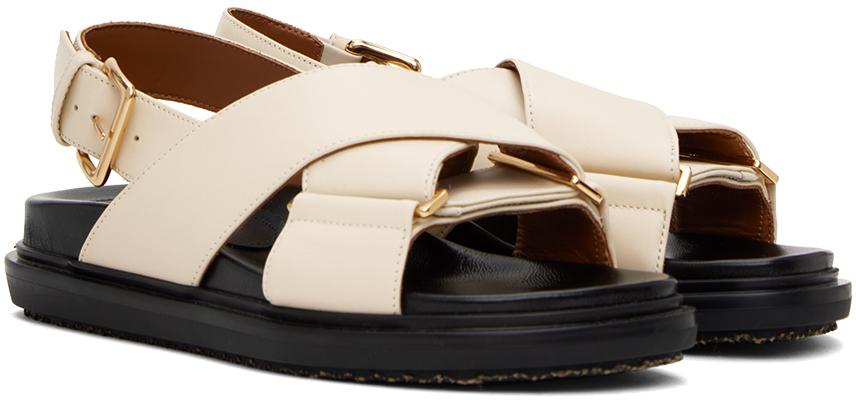 Marni レディース ブラック オフホワイト Fussbett クリスクロス  