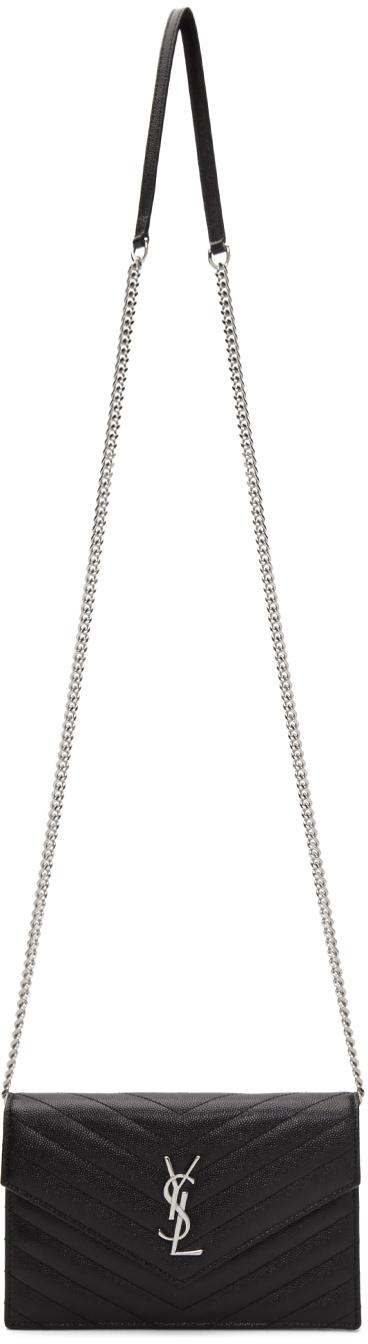 black monogramme envelope chain wallet bolsa