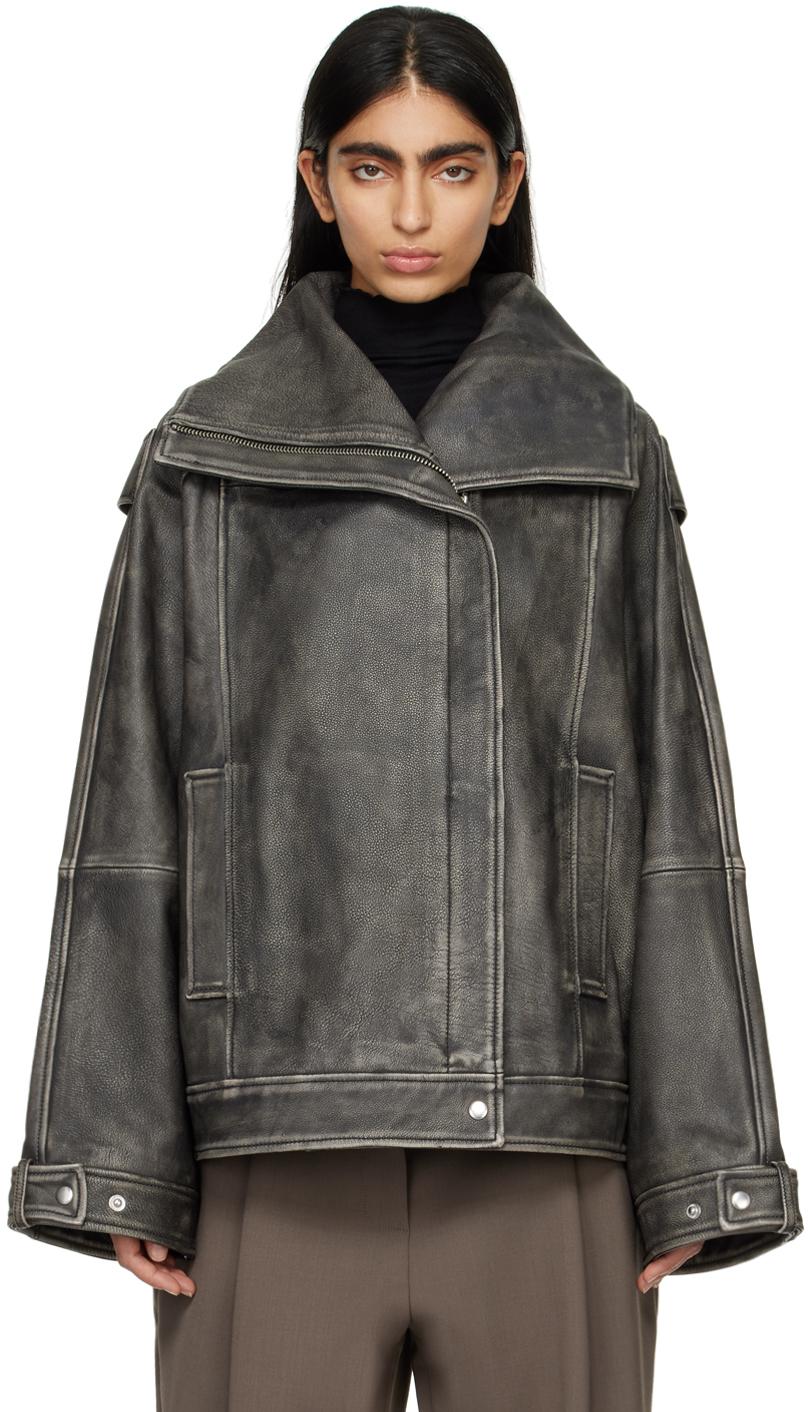 chinese dress ladies REMAIN Birger Christensen Burgundy Oversize Leather Jacket