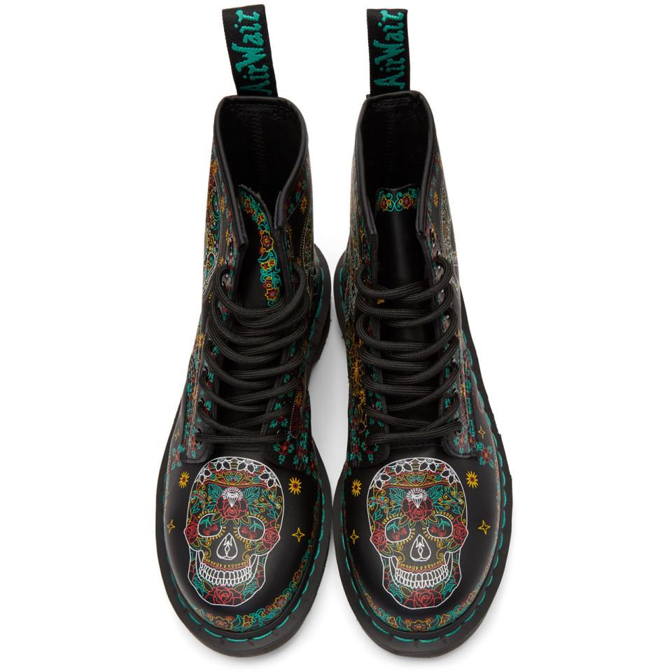 Dr. Martens Black Dia De Los Muertos 1460 Boots for Men | Lyst