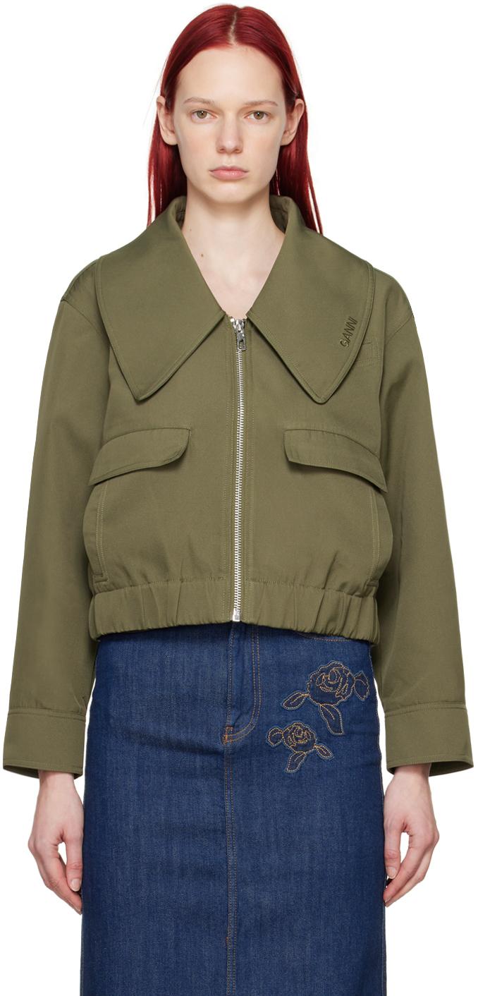 GANNI ガニー HEAVY TWILL WIDE COLLAR JACKET Ganni + Heavy Twill Wide Collar Short Jacket