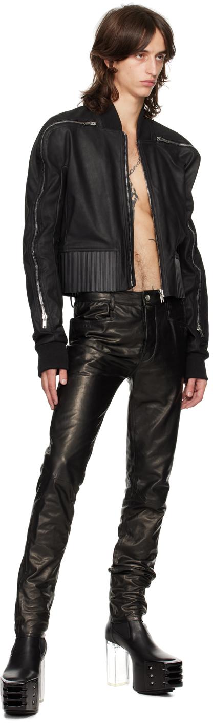 Rick Owens Porterville Seb Zip Leather Bomber Jacket in