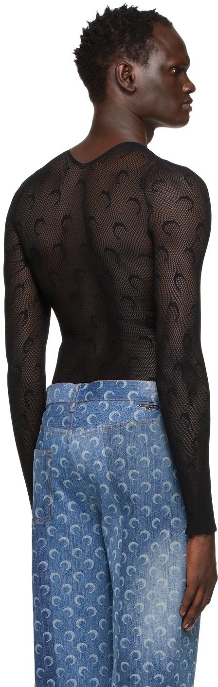 Marine Serre Moon Fishnet Long Sleeve T-shirt in Black for Men | Lyst