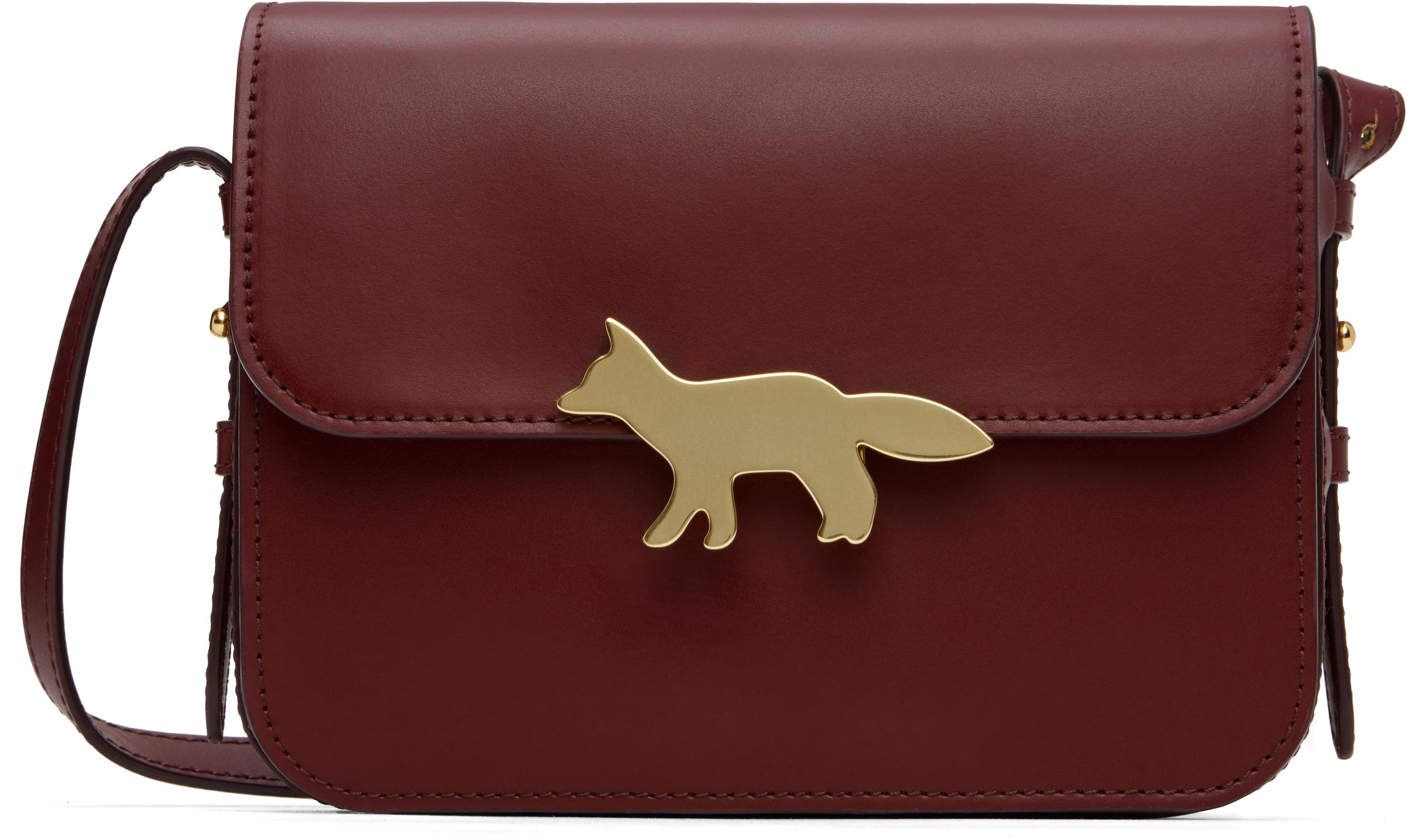 Maison Kitsuné Burgundy Edie Bag in Red | Lyst