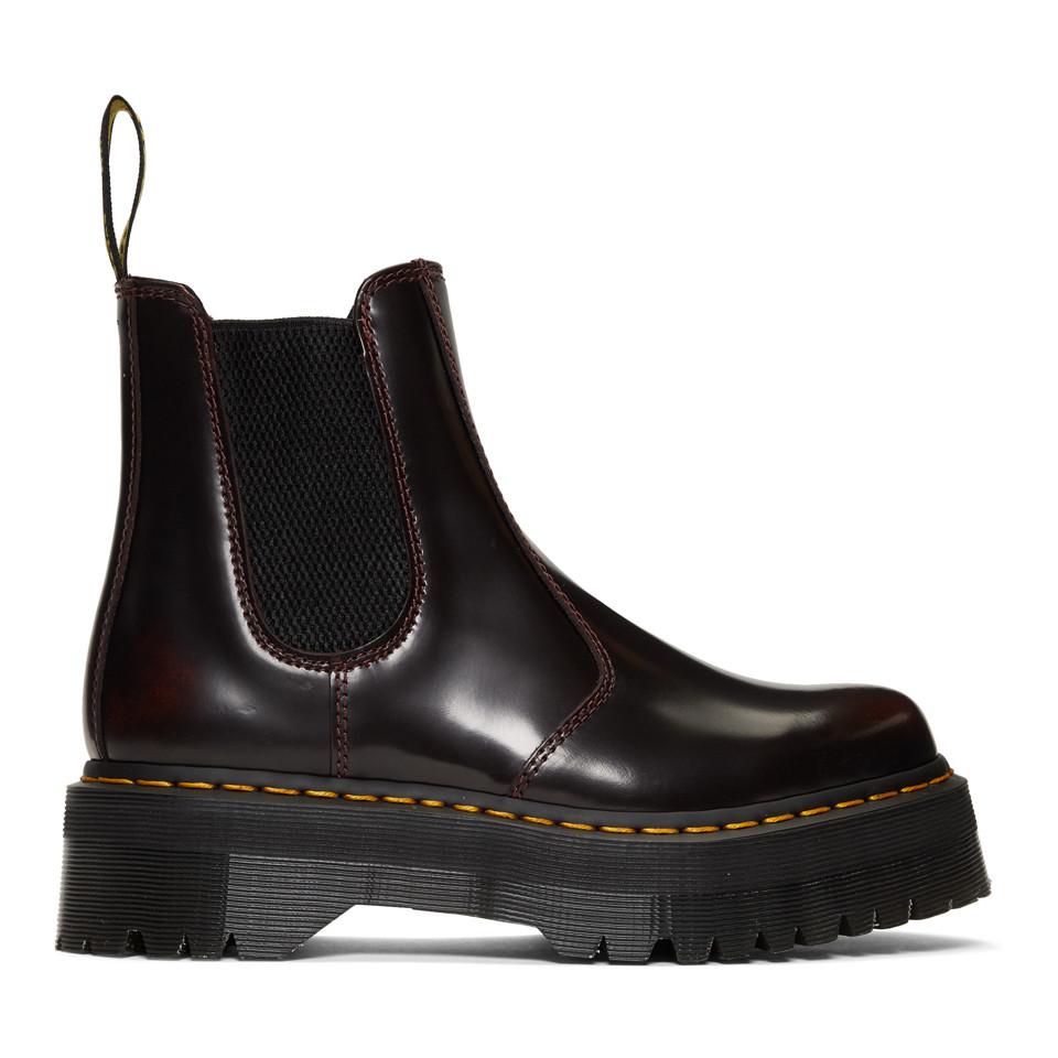 Dr. Martens Leather Burgundy 2976 Quad Chelsea Boots in Cherry (Black ...