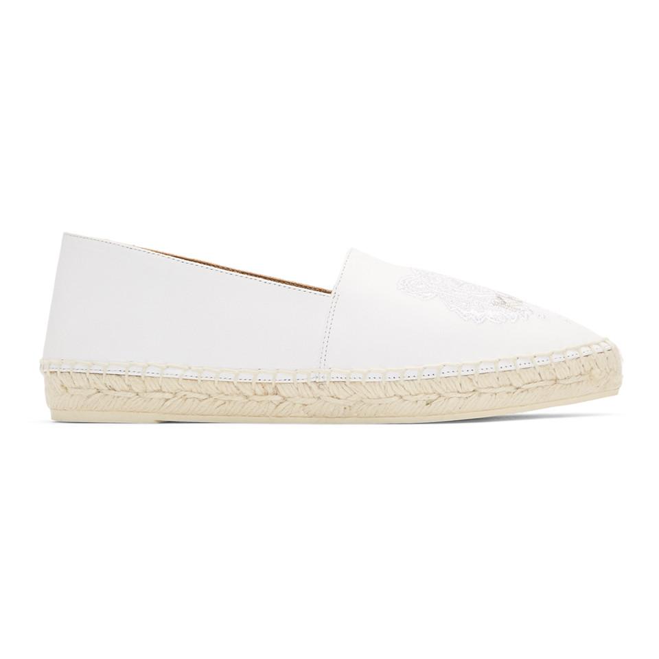 White Leather Classic Tiger Espadrilles -