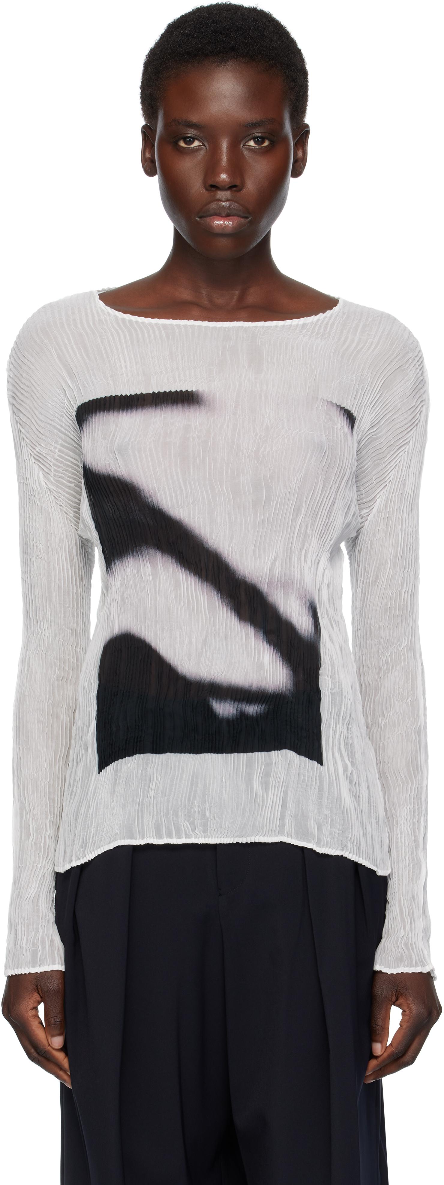Issey Miyake May Shadow Study Chiffon Twist T-Shirt in Black | Lyst