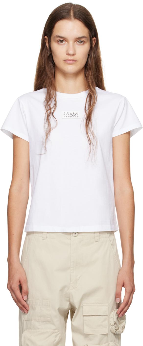 MM6 by Maison Martin Margiela レディース ホワイト Print Tシャツ 