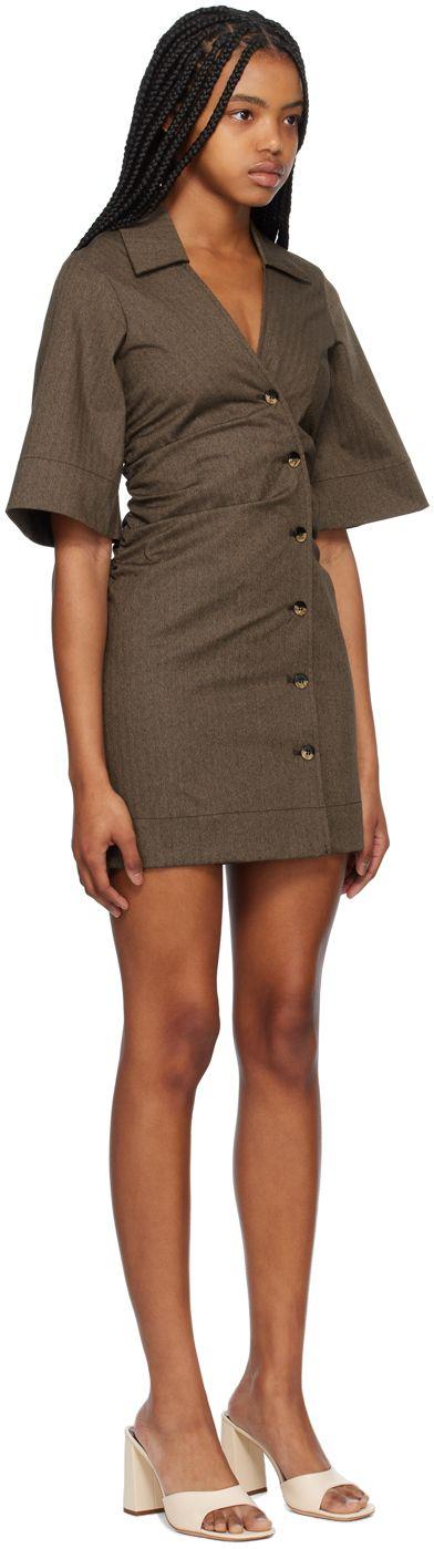Ganni Brown Herringbone Minidress in Black | Lyst Ganni Brown Herringbone Minidress in Black | Lyst