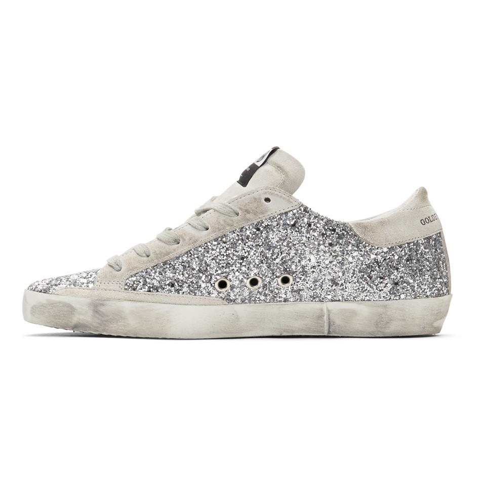 Golden Goose Deluxe Brand Leather Ssense Exclusive Silver Glitter ...