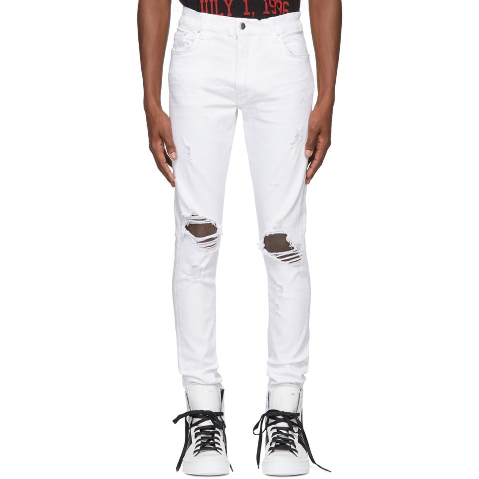 Amiri Denim White Thrasher Jeans for Men - Lyst