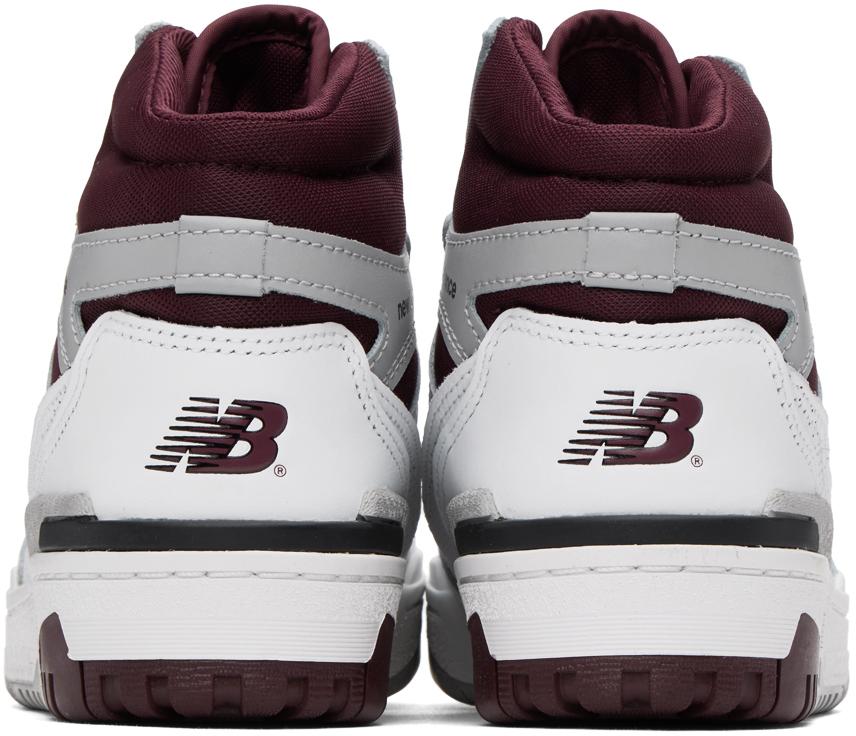 New Balance White & Burgundy 650 Sneakers in Black | Lyst