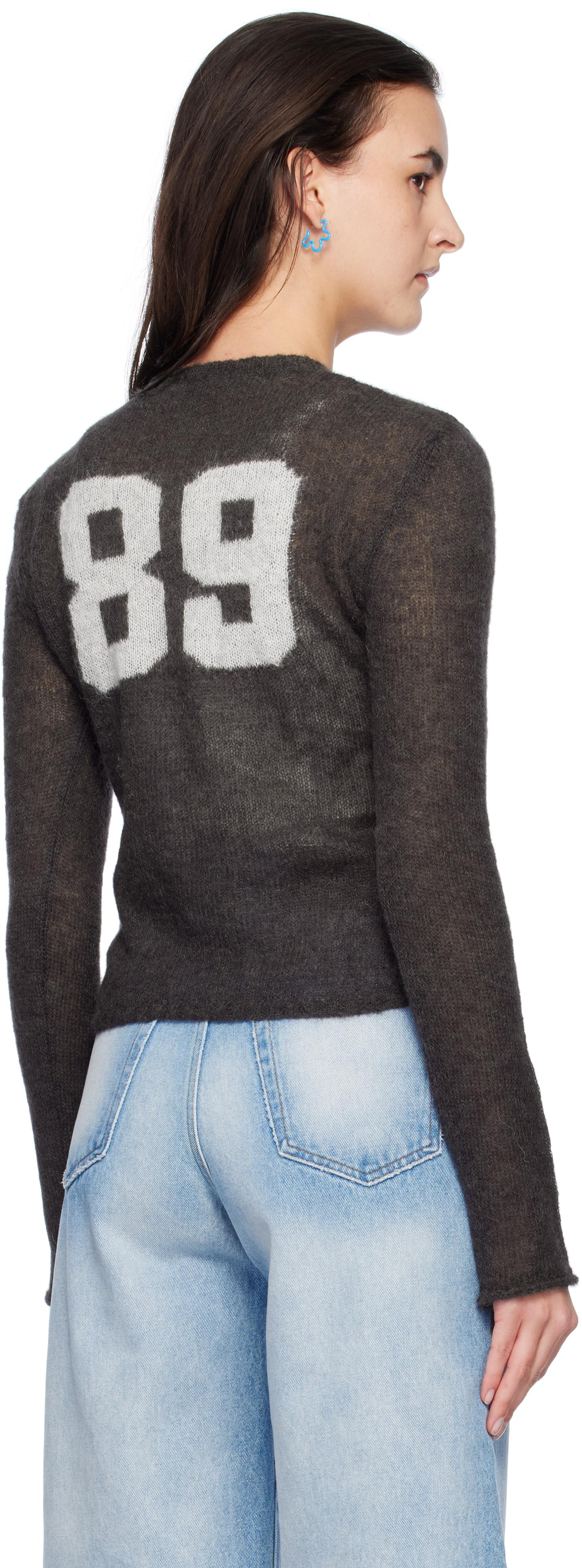 paloma wool ダークグレー カーディガン 背面プリント 89 SALIMOS-Soft knitted zipper cardigan with Cheers intarsia on
