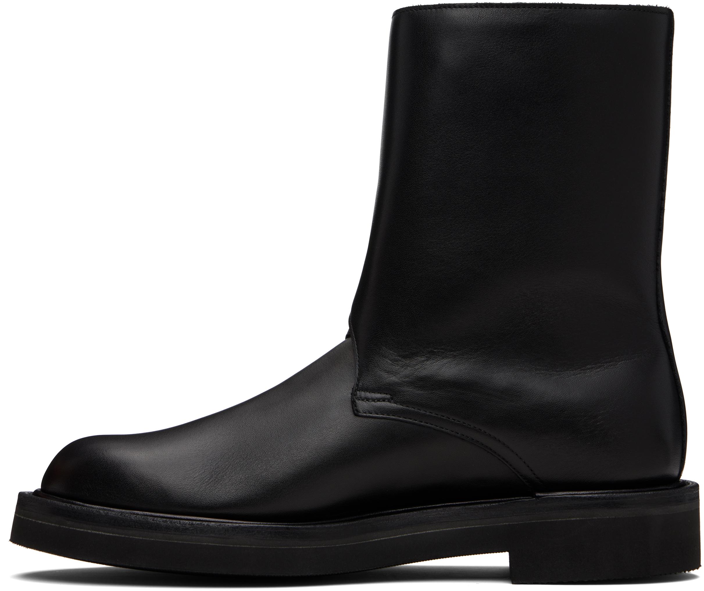 AURALEE Leather Work Boots in Black | Lyst