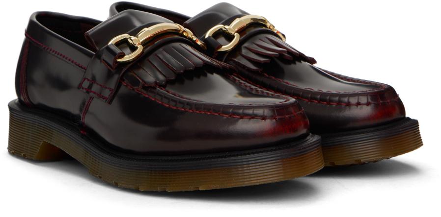 Dr. Martens レディース ブラック バーガンディ スムースレザー Adrian 