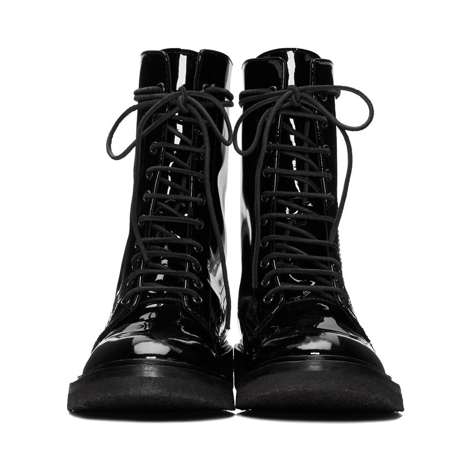 Frugtbar hektar Dusør Rhude Leather Black Patent Ma-1 Boots for Men - Lyst