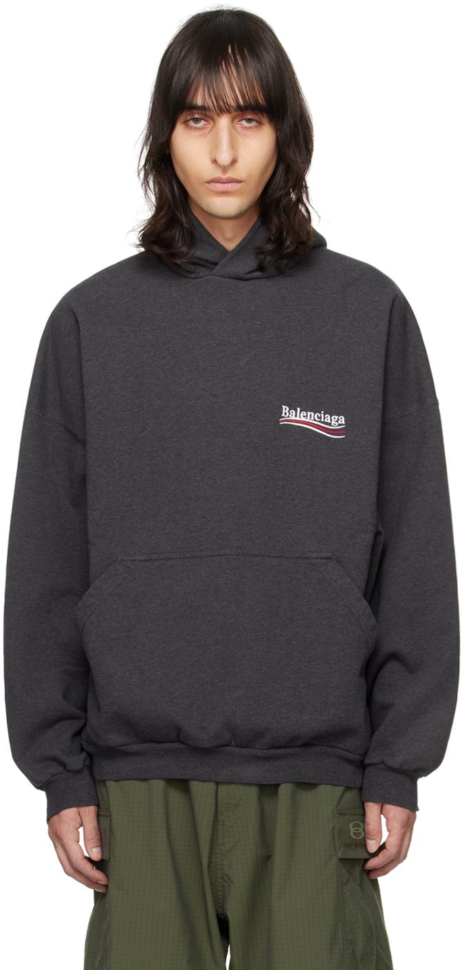 Balenciaga Gray Political Campaign Hoodie in Black for Men Lyst UK