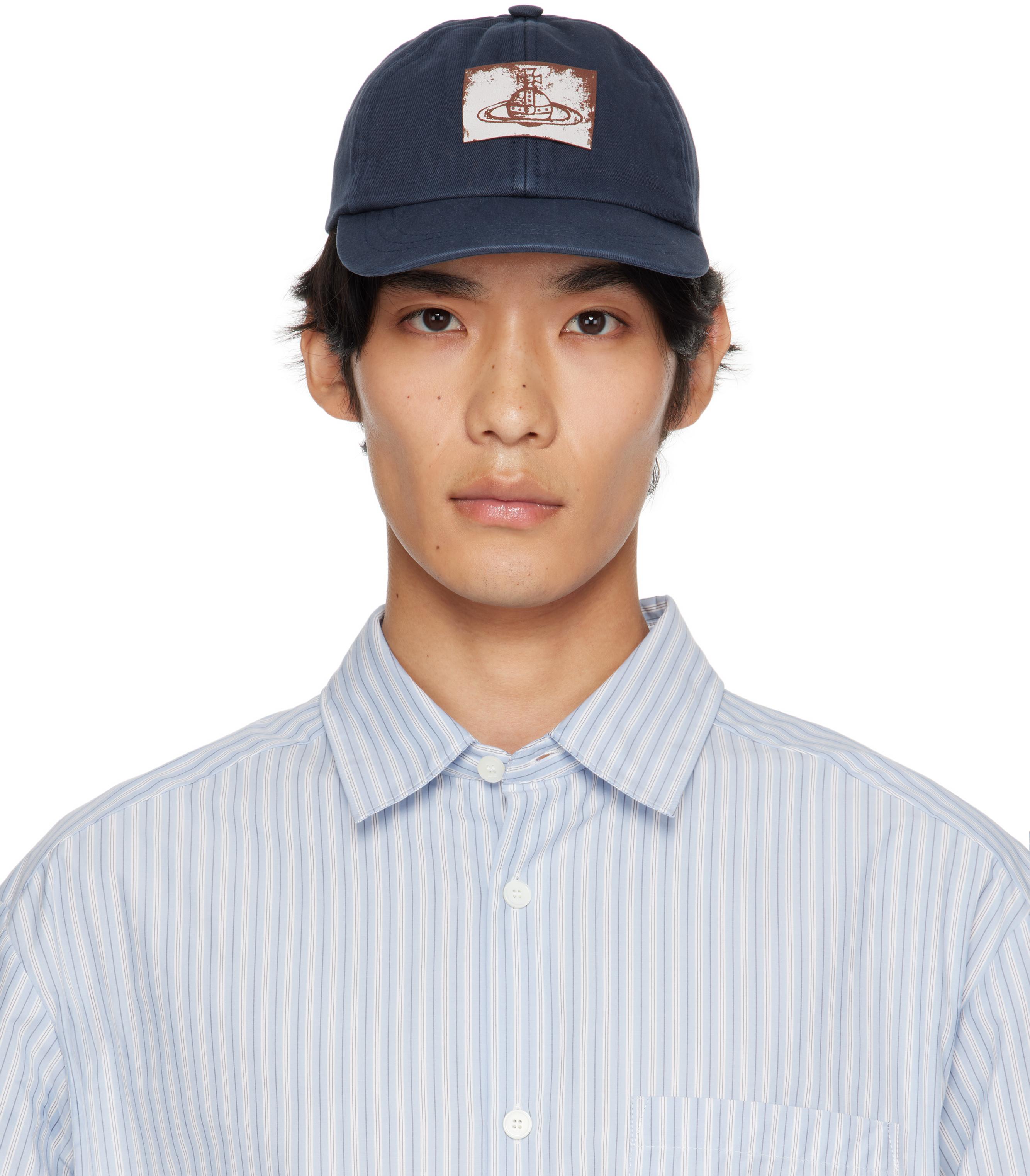 【VIVIENNE WESTWOOD】Logo Embroidered Cotton Cap Navy Baseball Cap Suiting Check in BLACK-CHECK | Vivienne Westwood®