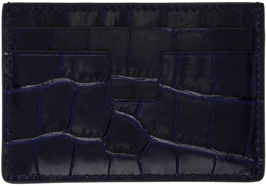 メンズ Tom Ford ネイビー シャイニー クロコエンボス T-line