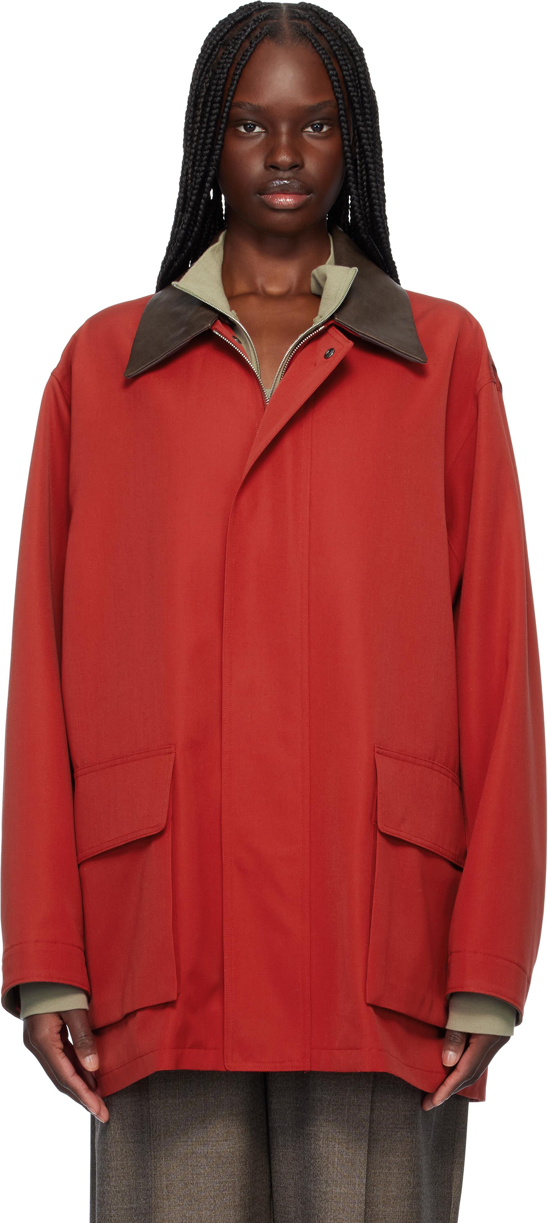 AURALEE Wool Max Canvas Jacket in Red | Lyst