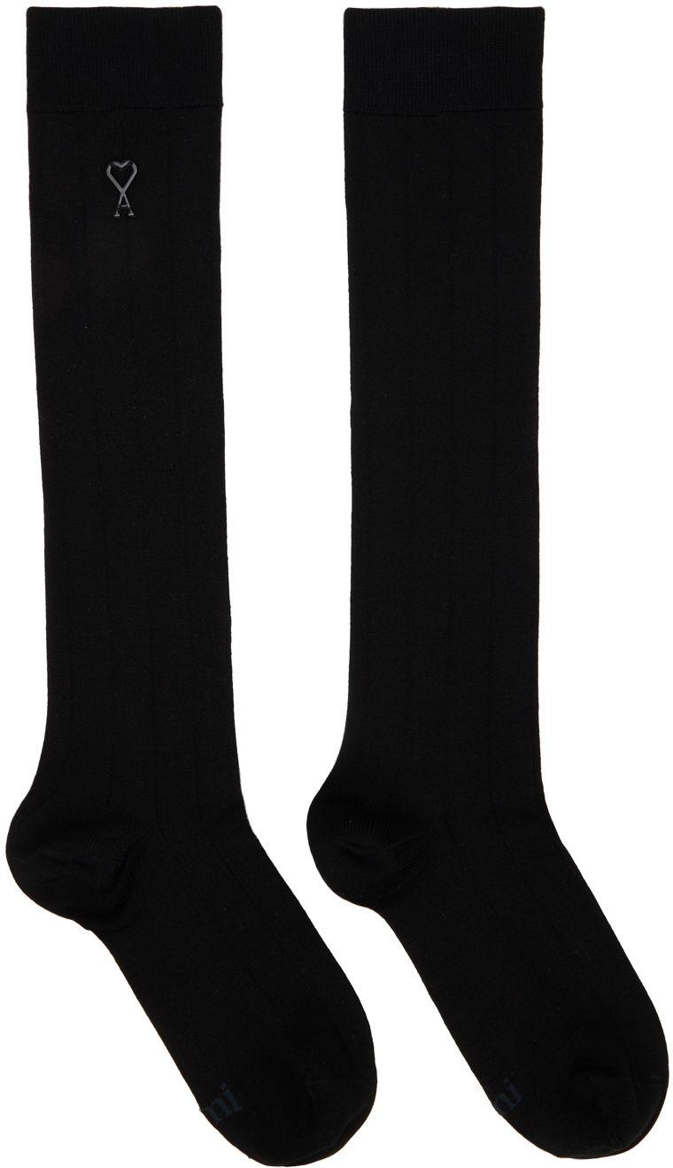 Ami Paris Black Silk Socks | Lyst